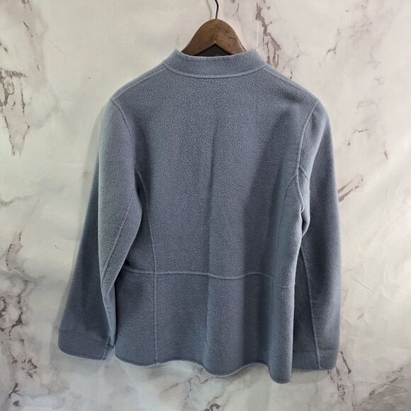 Eileen Fisher Jacket Womens Medium Blue Boiled Wool Cashmere Felted Coat Mock - Picture 4 of 8